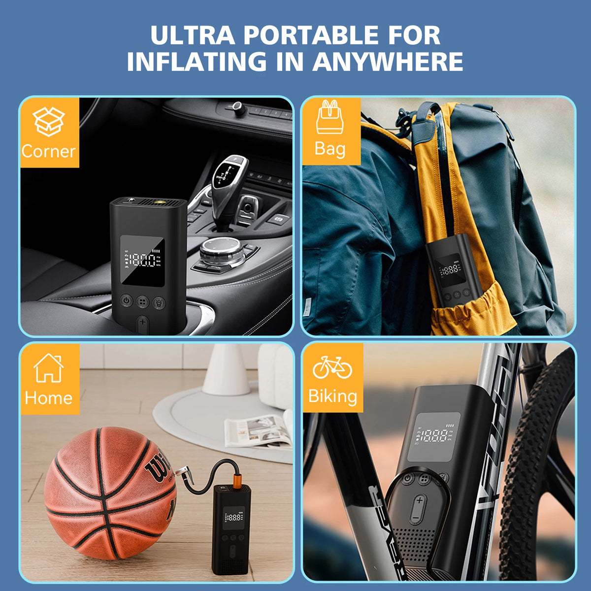 CHPOWKIT Portable Digital Cordless Tire Inflator Air Compressor Pump