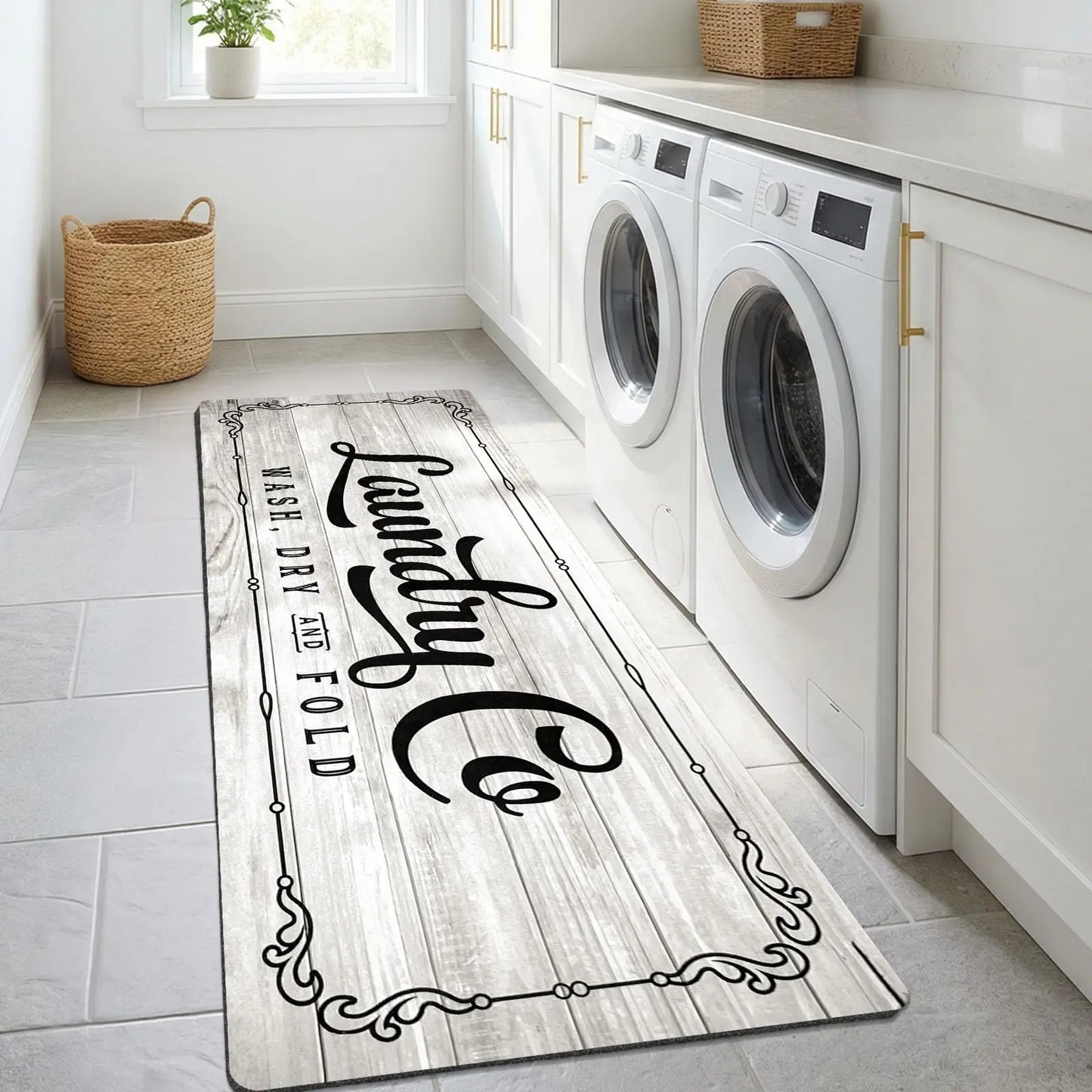 Washable Non-Slip Acrylic Laundry Room Rug Runner