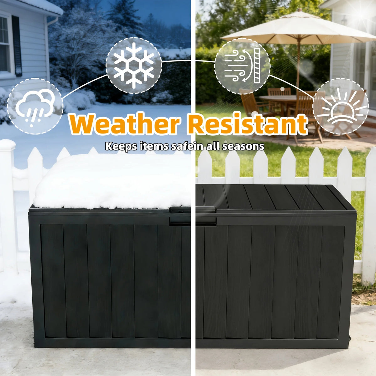 Heavy Duty Outdoor Resin Storage Deck Box With Lockable Lid