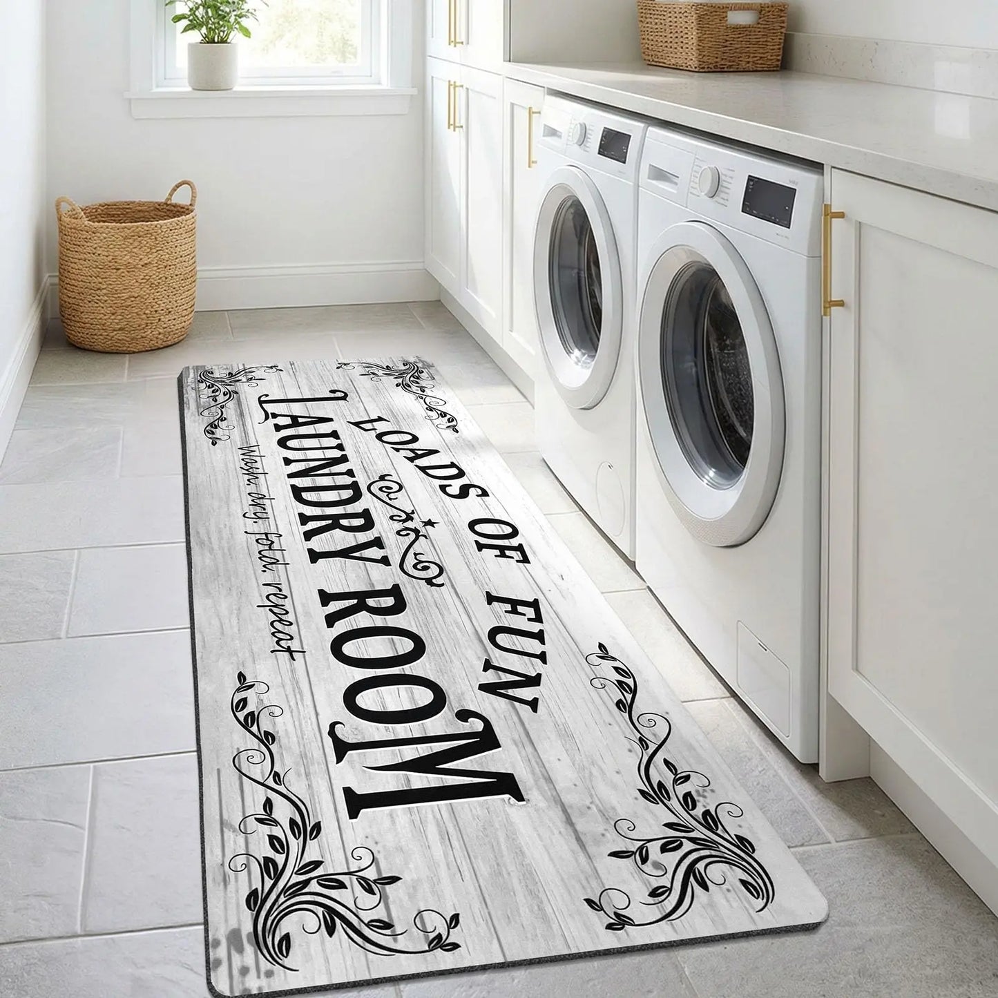 Washable Non-Slip Acrylic Laundry Room Rug Runner