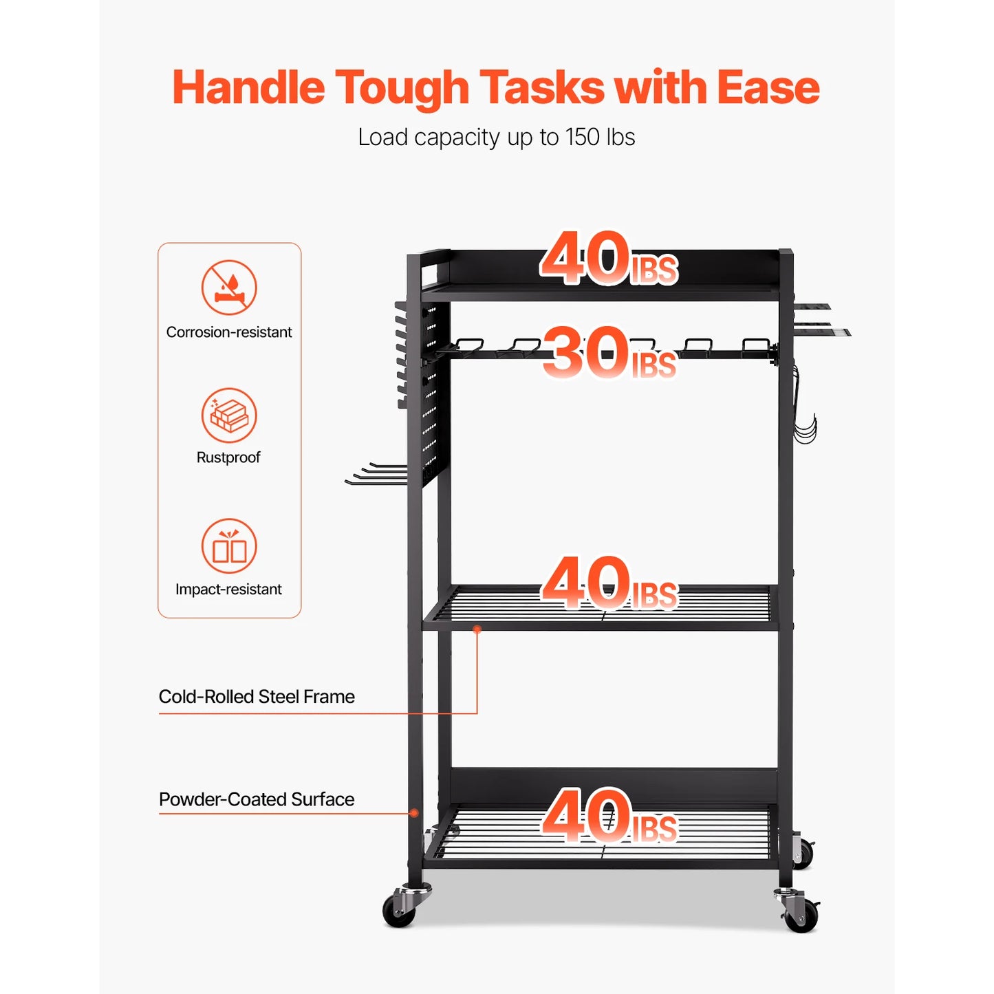 SucceBuy 4 Tier Rolling Tool Organizer Cart For Garage And Workshop