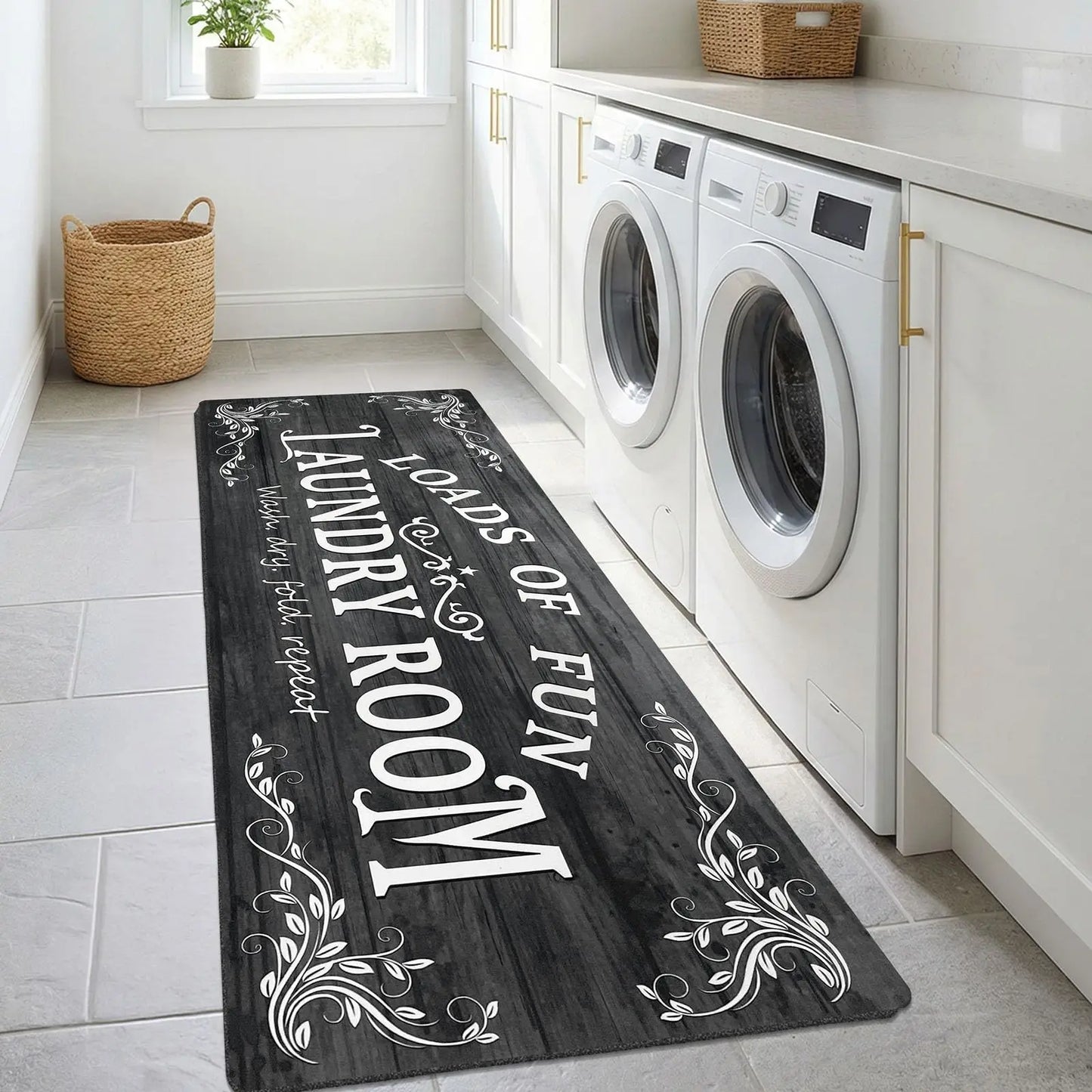 Washable Non-Slip Acrylic Laundry Room Rug Runner