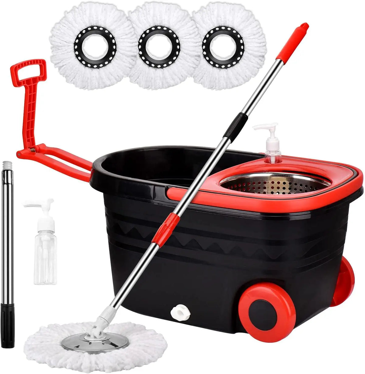 Heavy Duty Spin Mop Bucket Set With Twisting Wringer Design