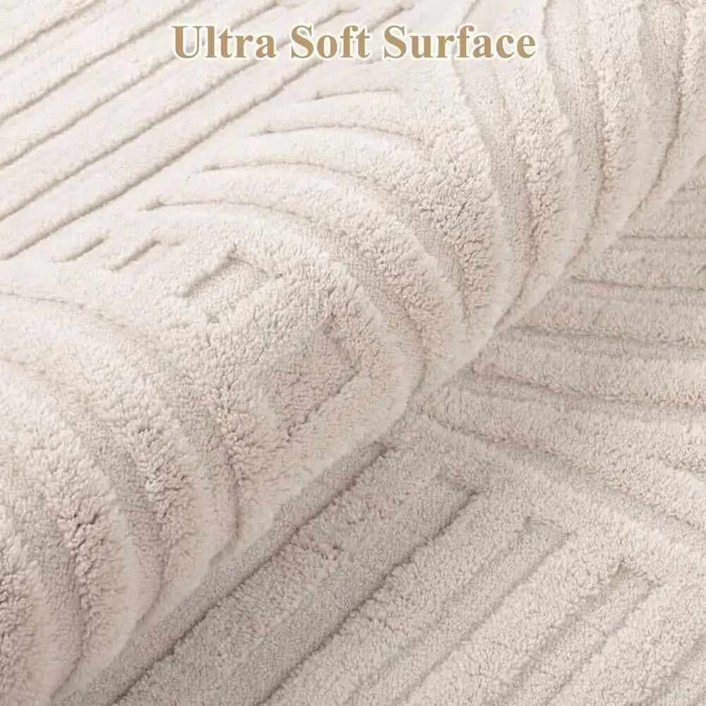 Fluffy Washable Wool Area Rug For Modern Bedroom Flooring
