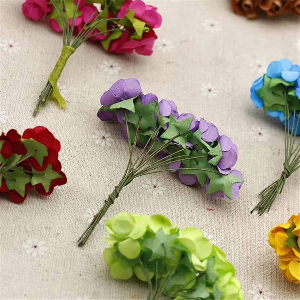 Fujin Artificial Mini Paper Rose Bouquet For Decorations