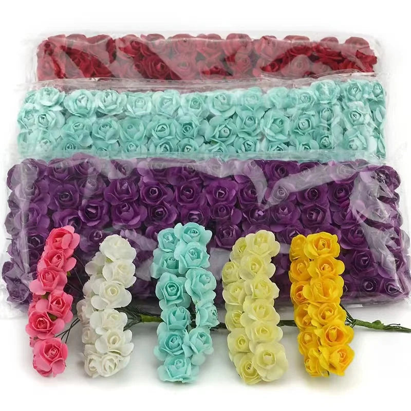 Fujin Artificial Mini Paper Rose Bouquet For Decorations