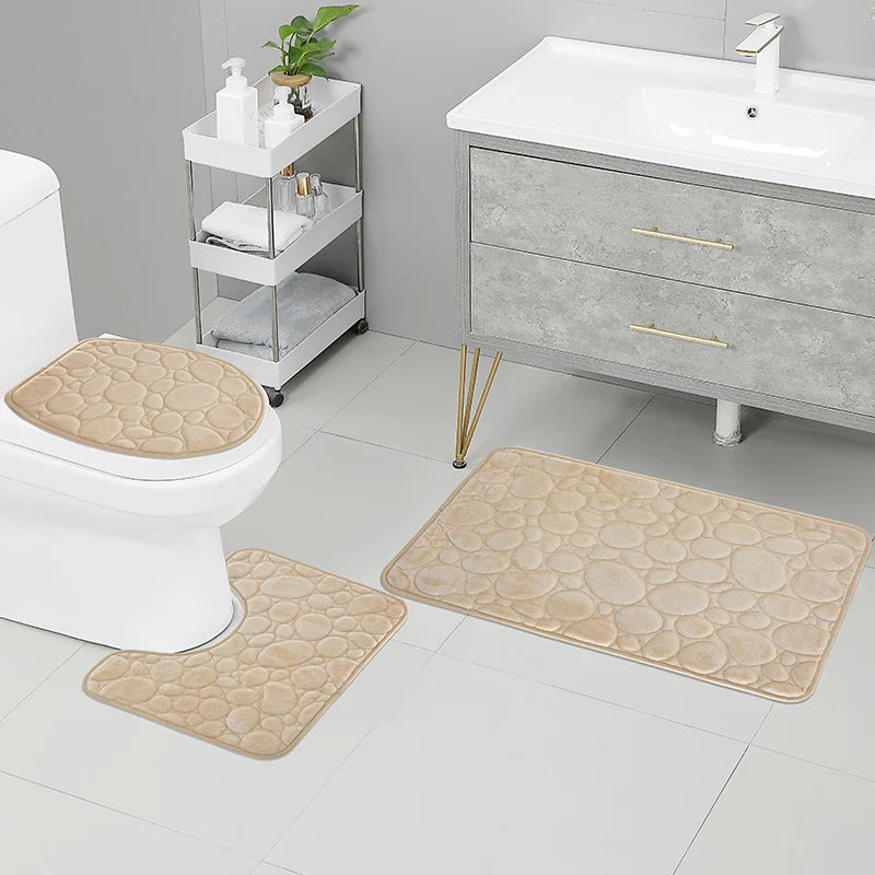 Microfiber Bathroom Floor Mat Set Water Absorbing Non Slip