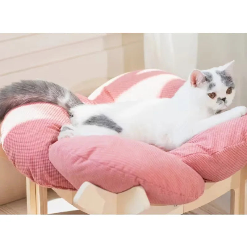 Wooden High Leg Cat Bed With Soft Cushions For Pets