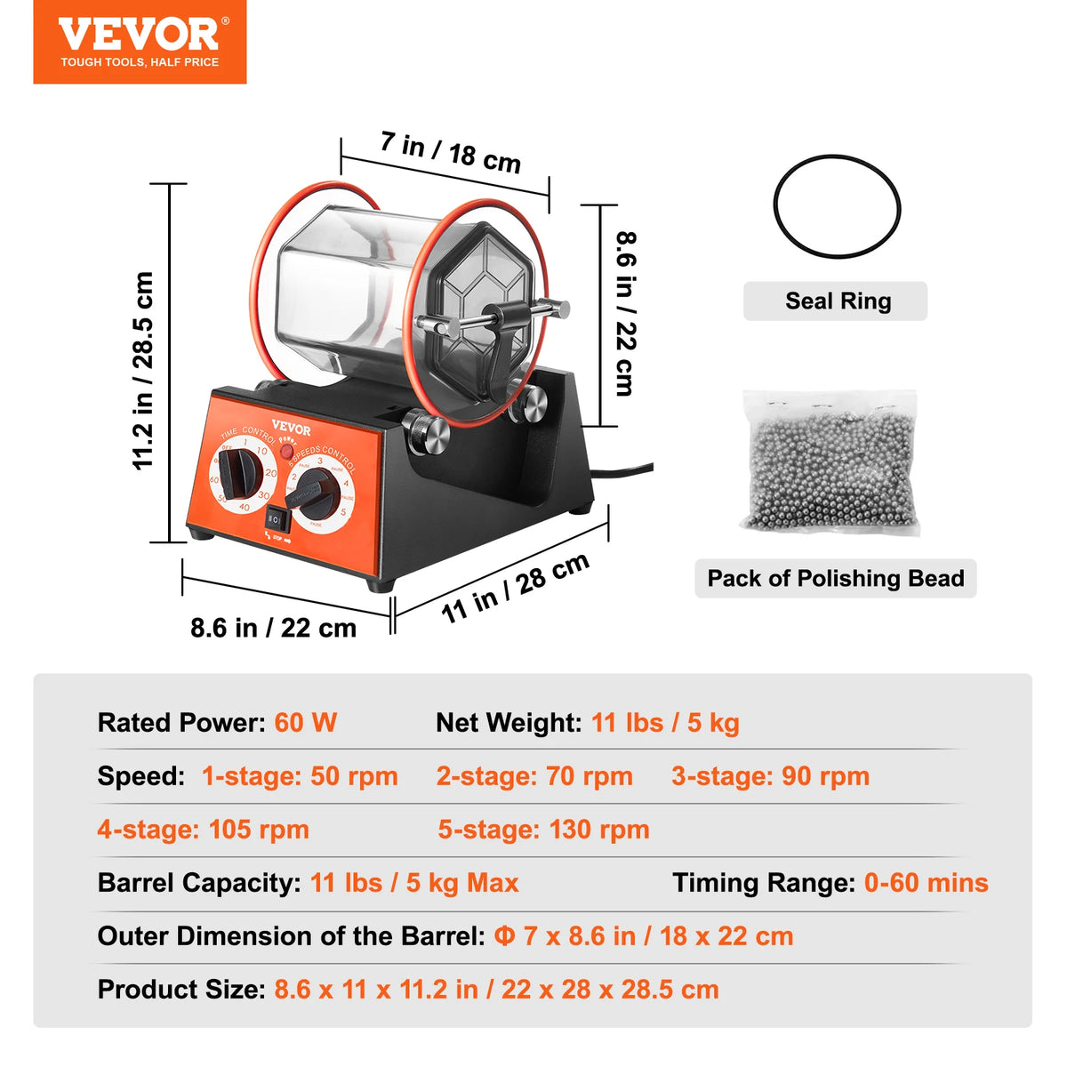SucceBuy Rotary Tumbler Jewelry Polishing Machine For Gem Finishing