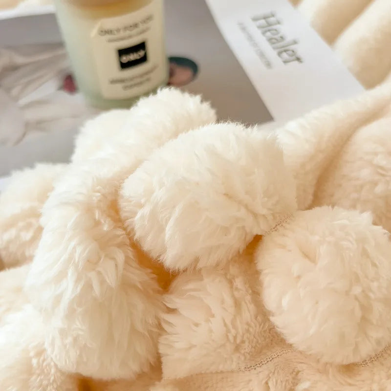 Premium Soft Faux Rabbit Fur Blanket Warm Coral Fleece Throw