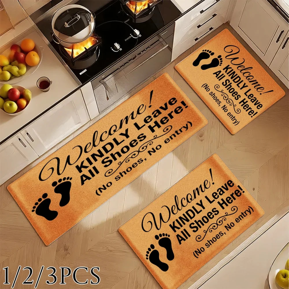 3 Piece Kitchen Floor Mat Decor With Vinyl Backing