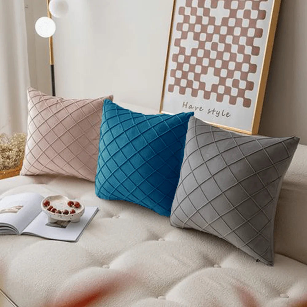 Premium Cotton Throw Pillow Set With Silk Filling Zippered Cover