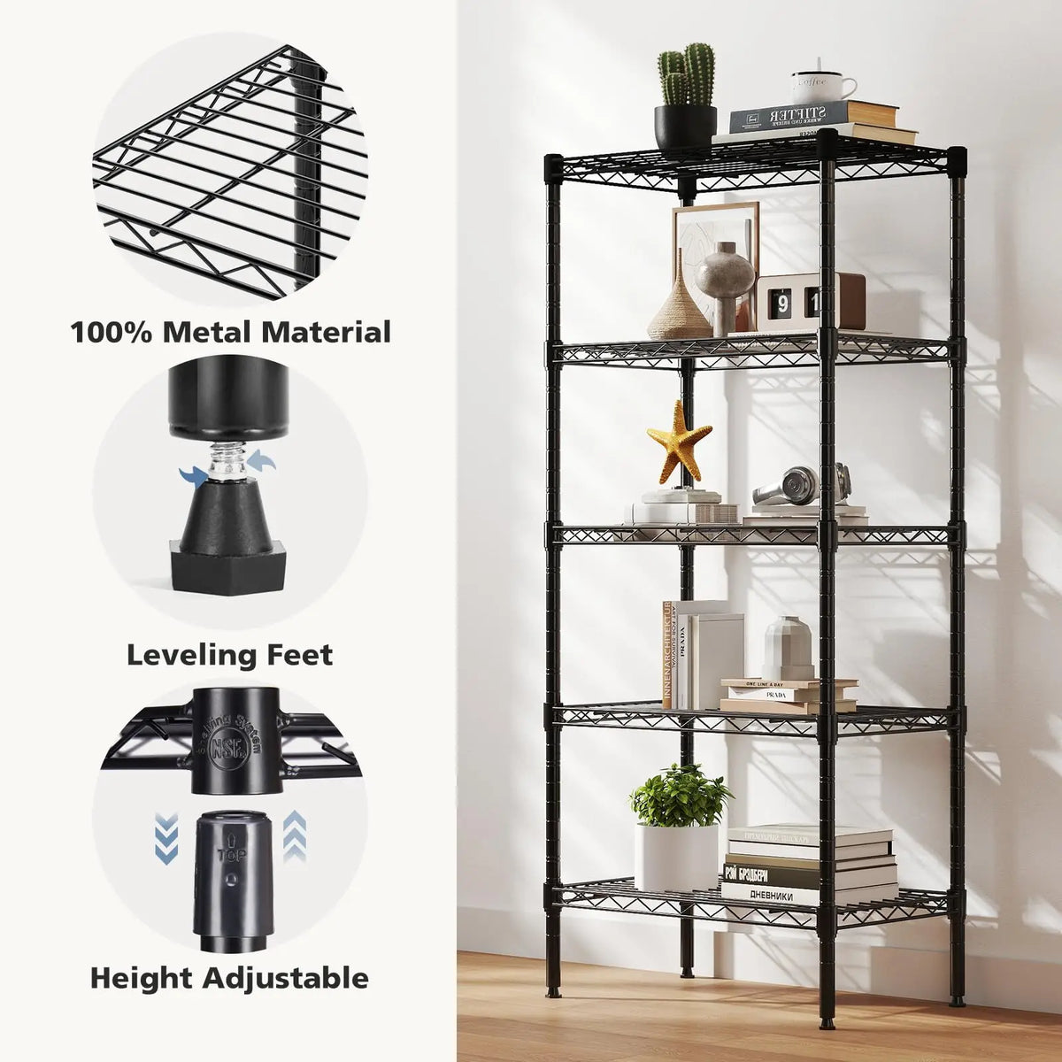 JHK Adjustable Metal Wire Storage Rack Organizer Shelf