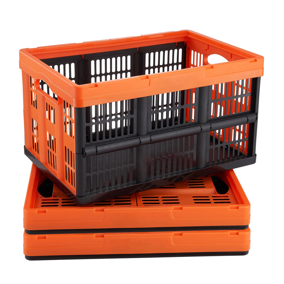 SucceBuy Plastic Collapsible Storage Bins With Handles