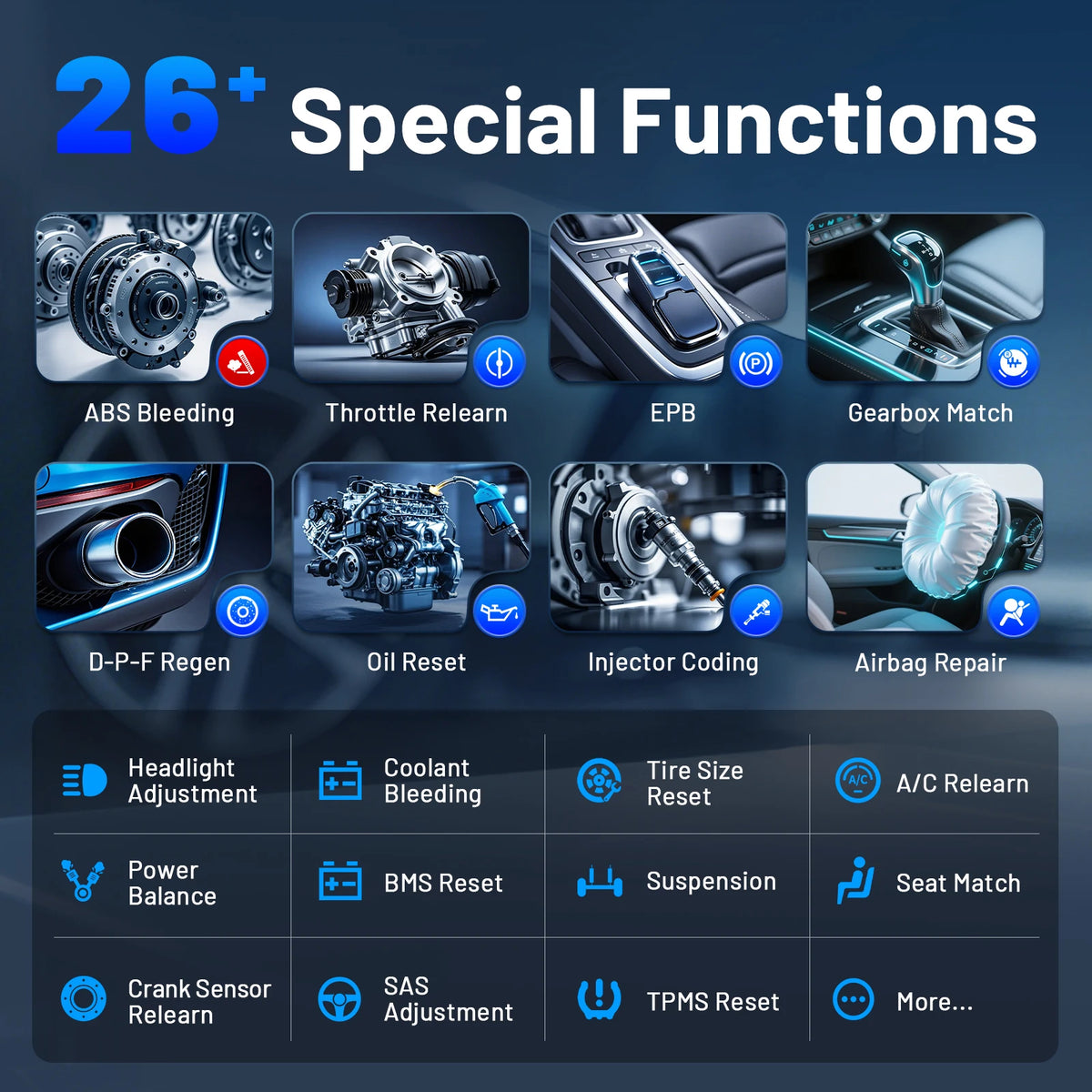 XTOOL Anyscan A30M Bluetooth OBD2 Diagnostic Scanner 26 Service Reset