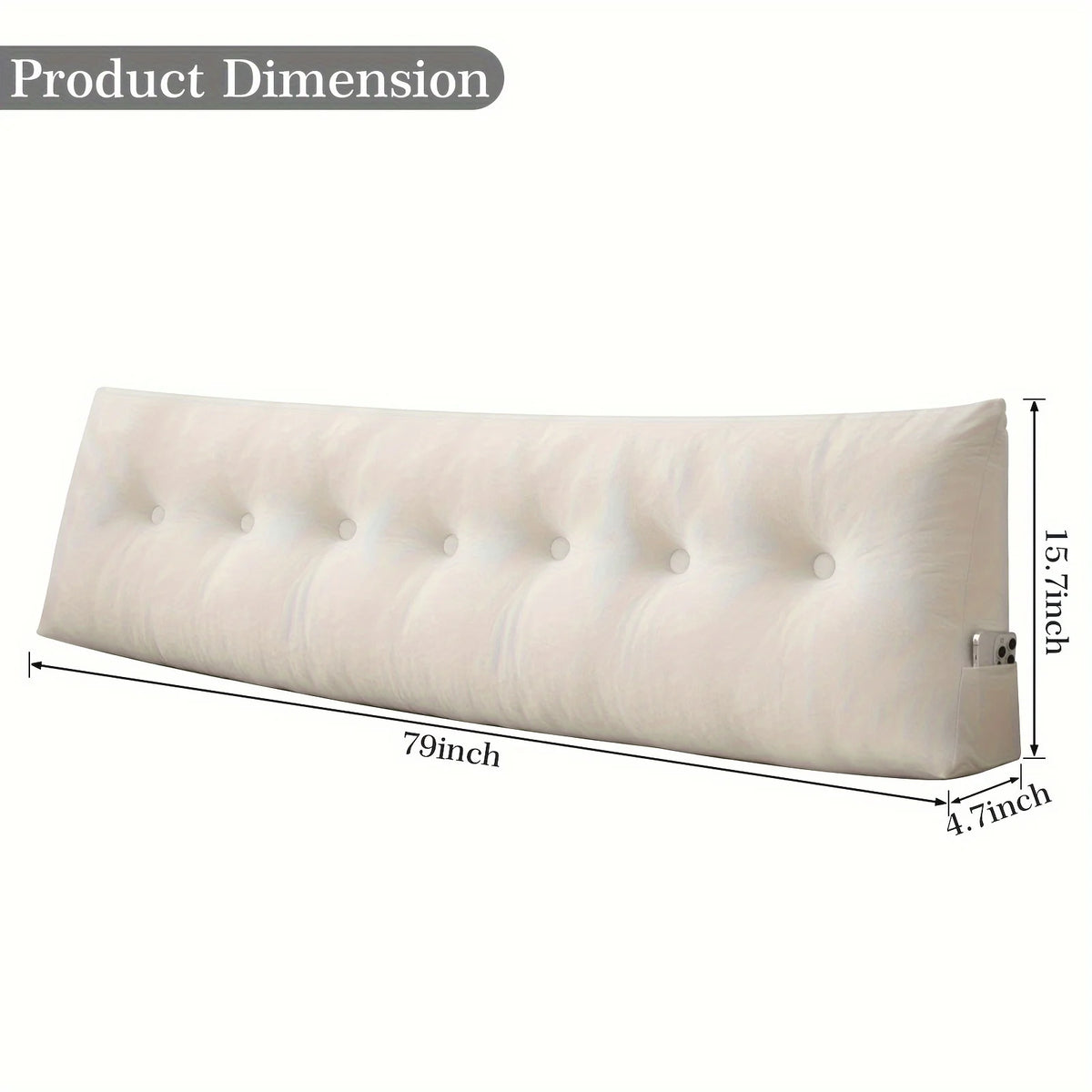 Triangular Headboard Pillow With Side Pockets And Reading Backrest