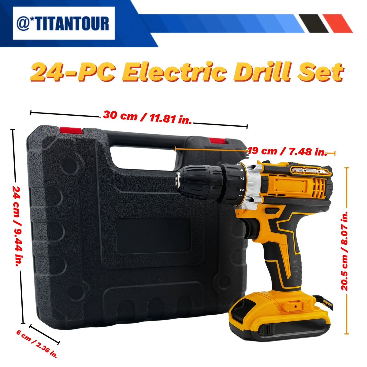21V Cordless Lithium Drill Set With Dual Batteries And Case