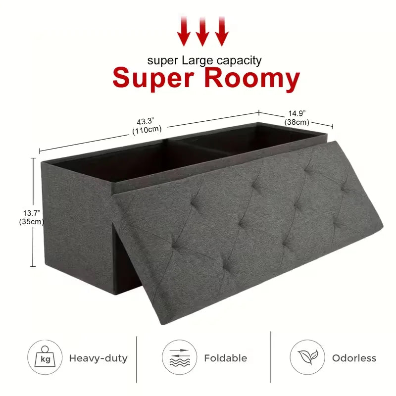 Multi Purpose Heavy Duty Folding Storage Ottoman Bench