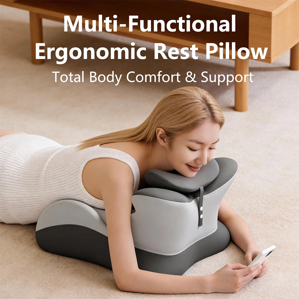 Ergonomic Memory Foam Prone Reading Pillow Removable Headrest Support