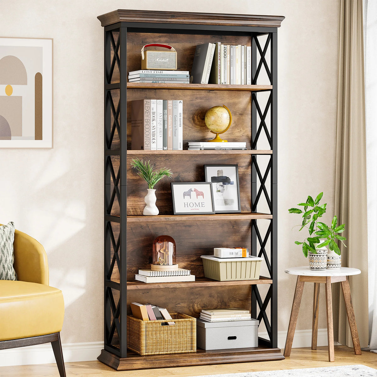Tribesigns Modern Wooden Bookcase Floor Standing Storage Shelf