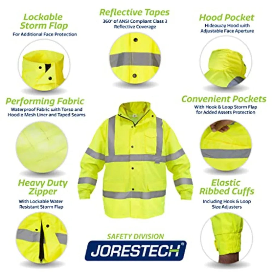 High Visibility Waterproof Safety Jacket With Mesh Lining Protection