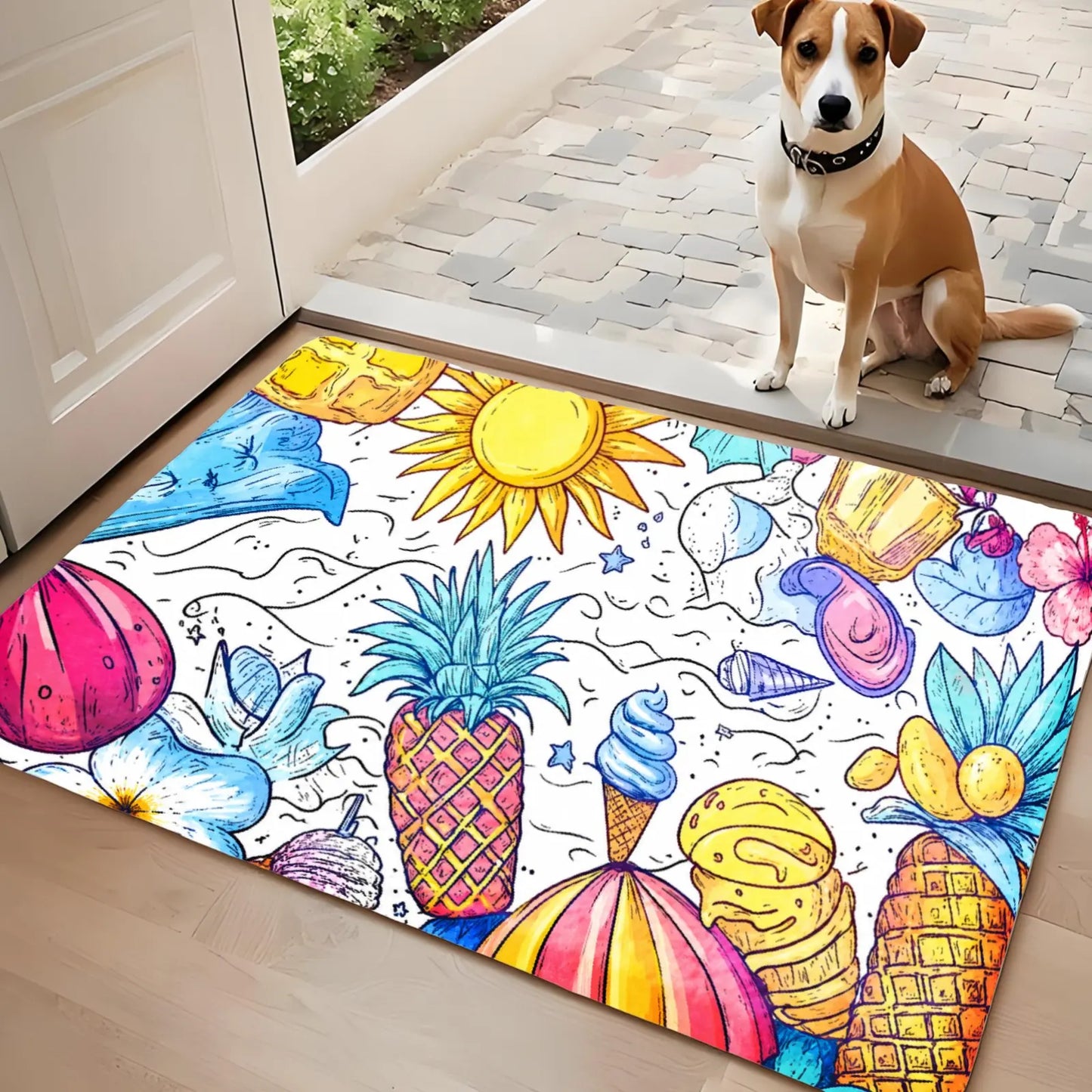 3 Piece Tropical Print Kitchen Rug Mat Set