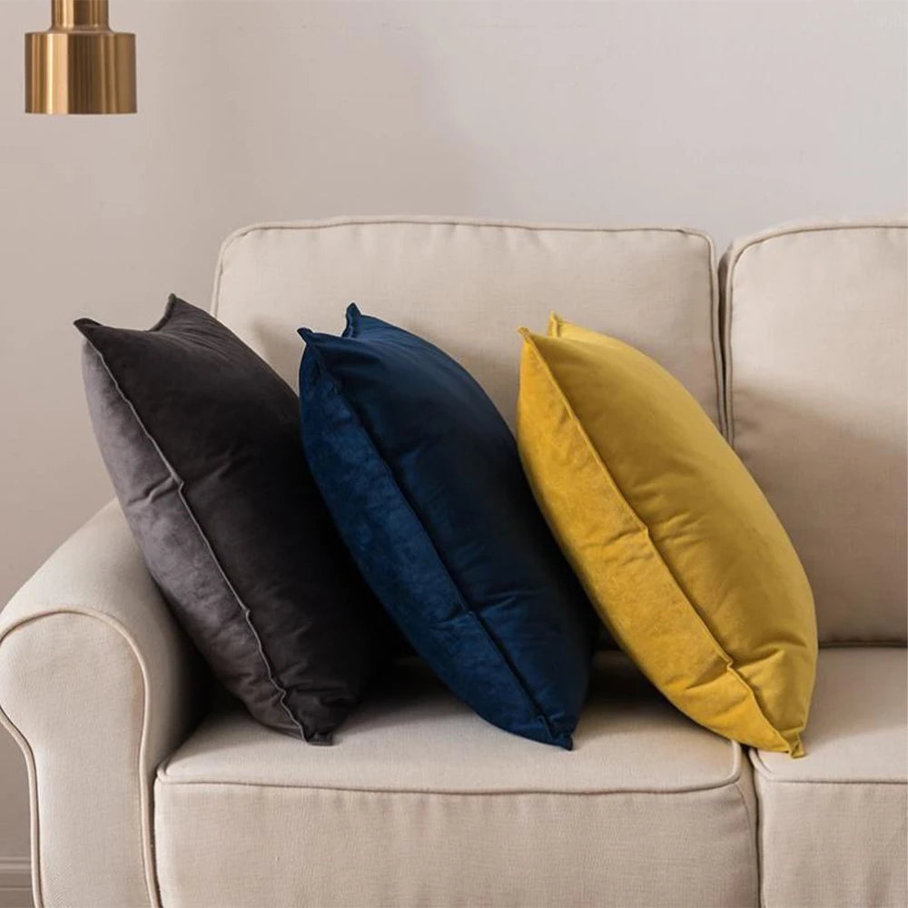 Premium Cotton Throw Pillow Set With Silk Filling Zippered Cover