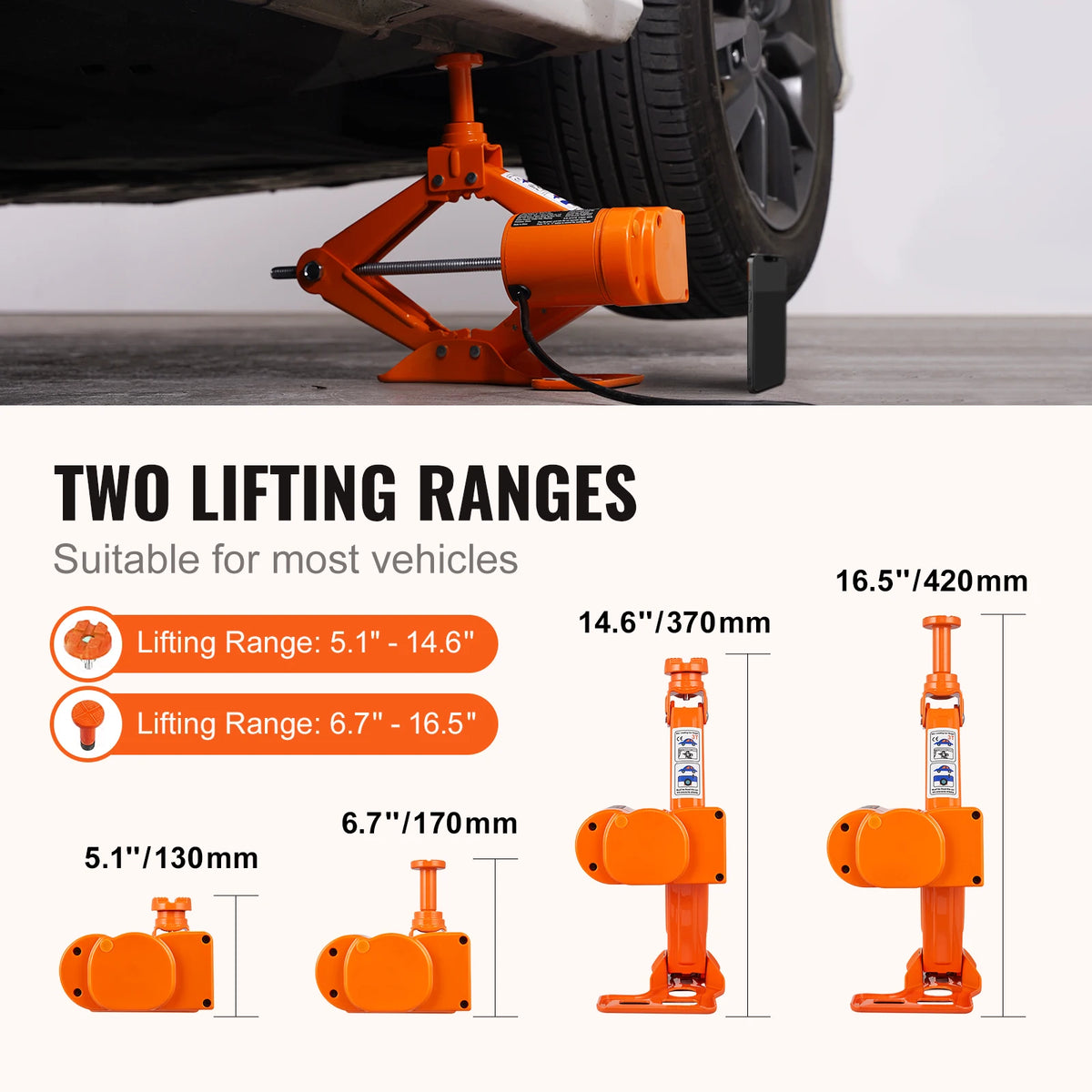 SucceBuy 12V Electric Scissor Car Jack With Impact Wrench