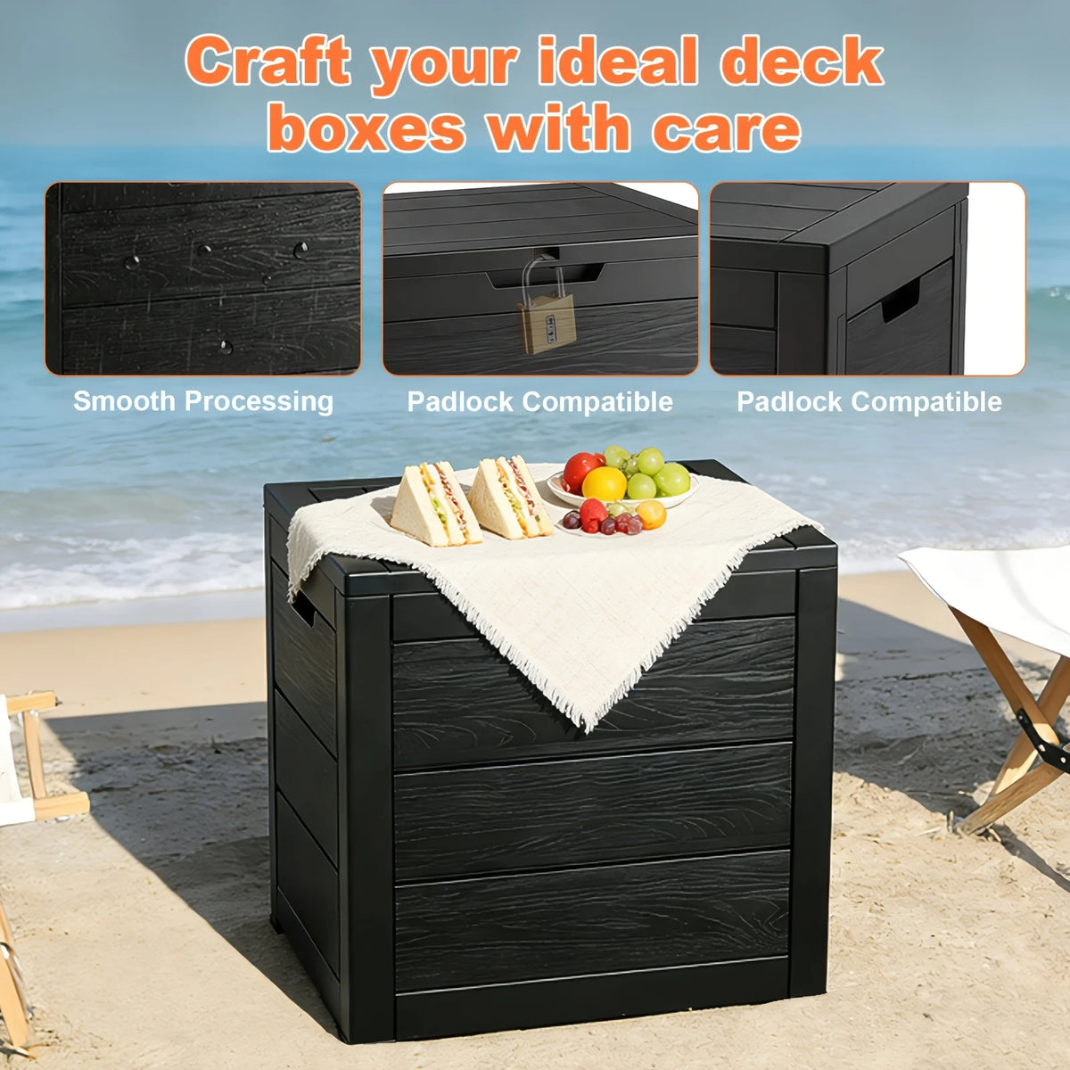 Heavy Duty Outdoor Resin Storage Deck Box With Lockable Lid