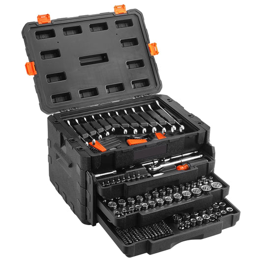SucceBuy Mechanics Tool Set With Chrome Vanadium SAE Metric Sockets