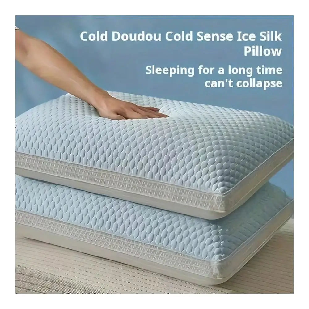 Cool Ice Silk Cervical Massage Knitted Sleep Pillow