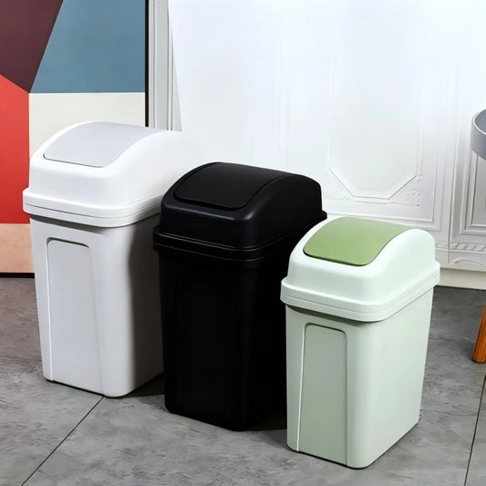 ZNJFLGUI Hinged Lid Trash Can Plastic Hand Crank Waste Bin