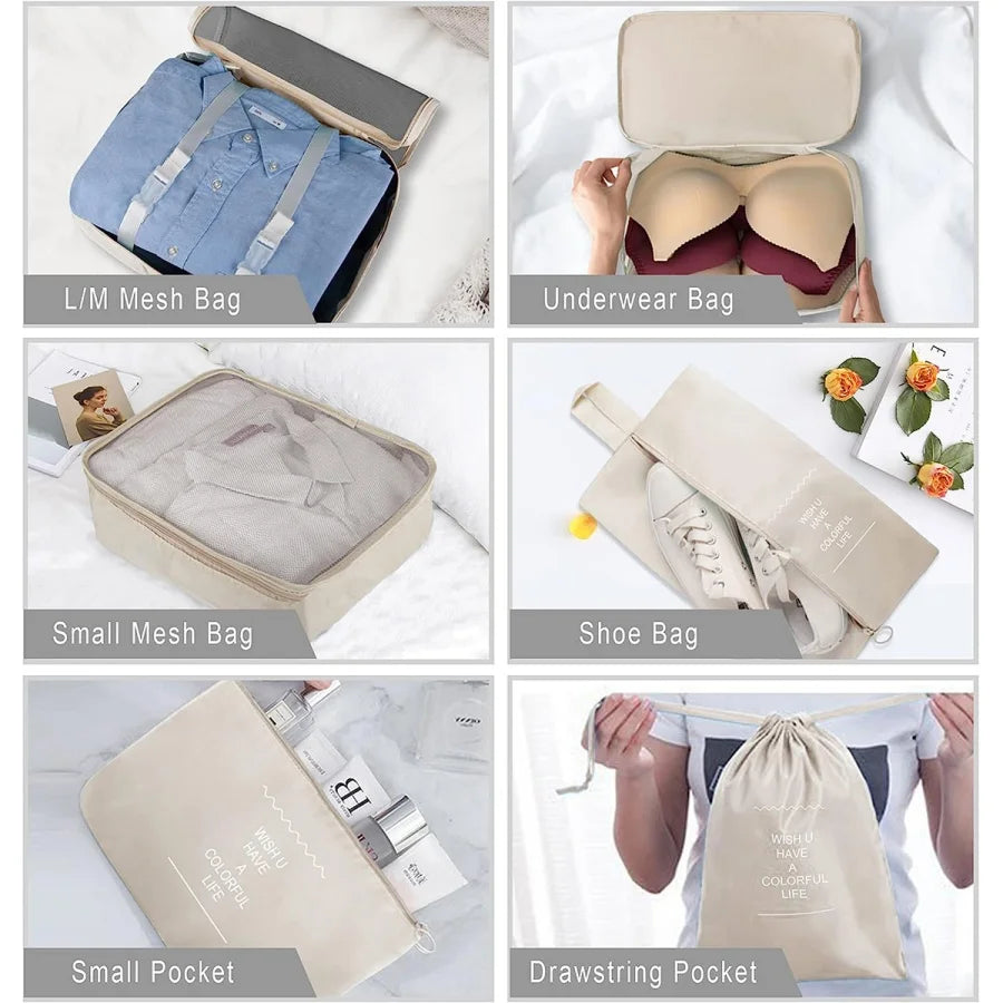 Travel Packing Cubes And Storage Bags For Luggage Organizers