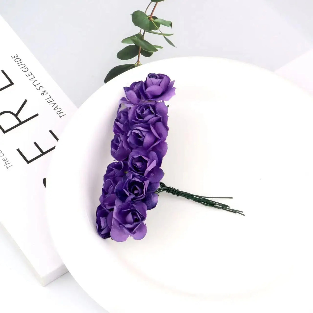 Fujin Artificial Mini Paper Rose Bouquet For Decorations