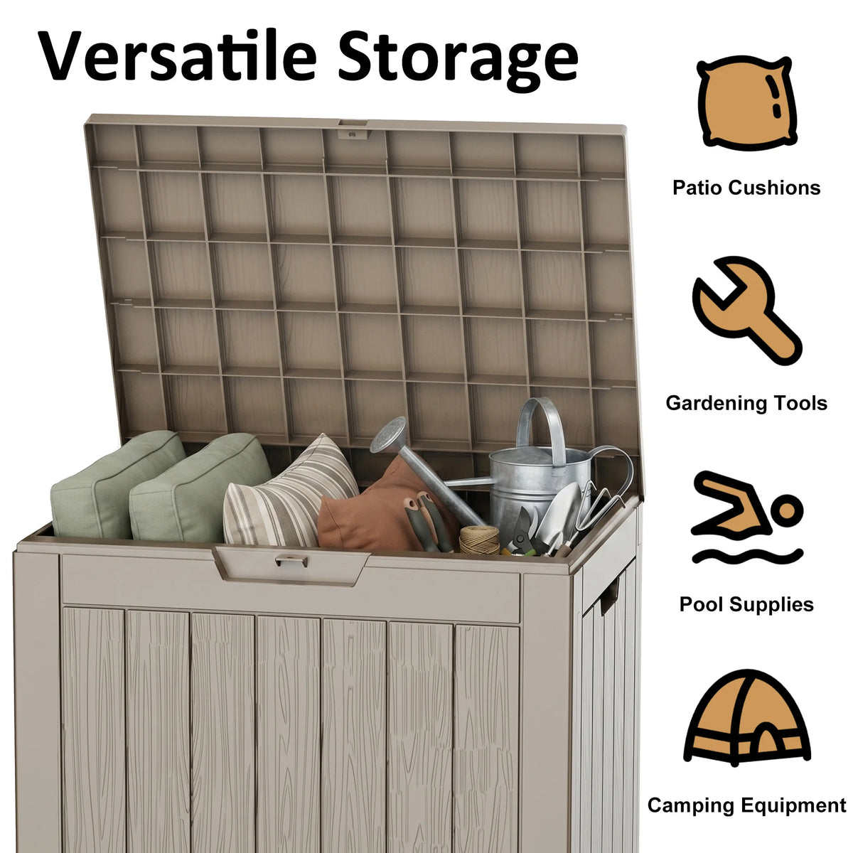 Outdoor Resin Deck Storage Box With Waterproof UV Protection Lock