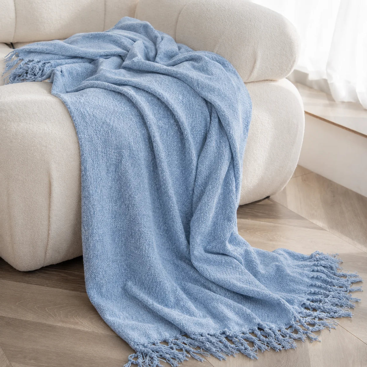 Cable Knit Throw Blanket With Tassel Fringe 100 Percent Acrylic