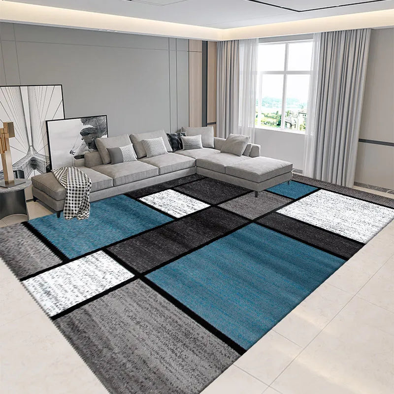 Nordic Geometric Print Crystal Velvet Area Rug With Non-Slip Backing