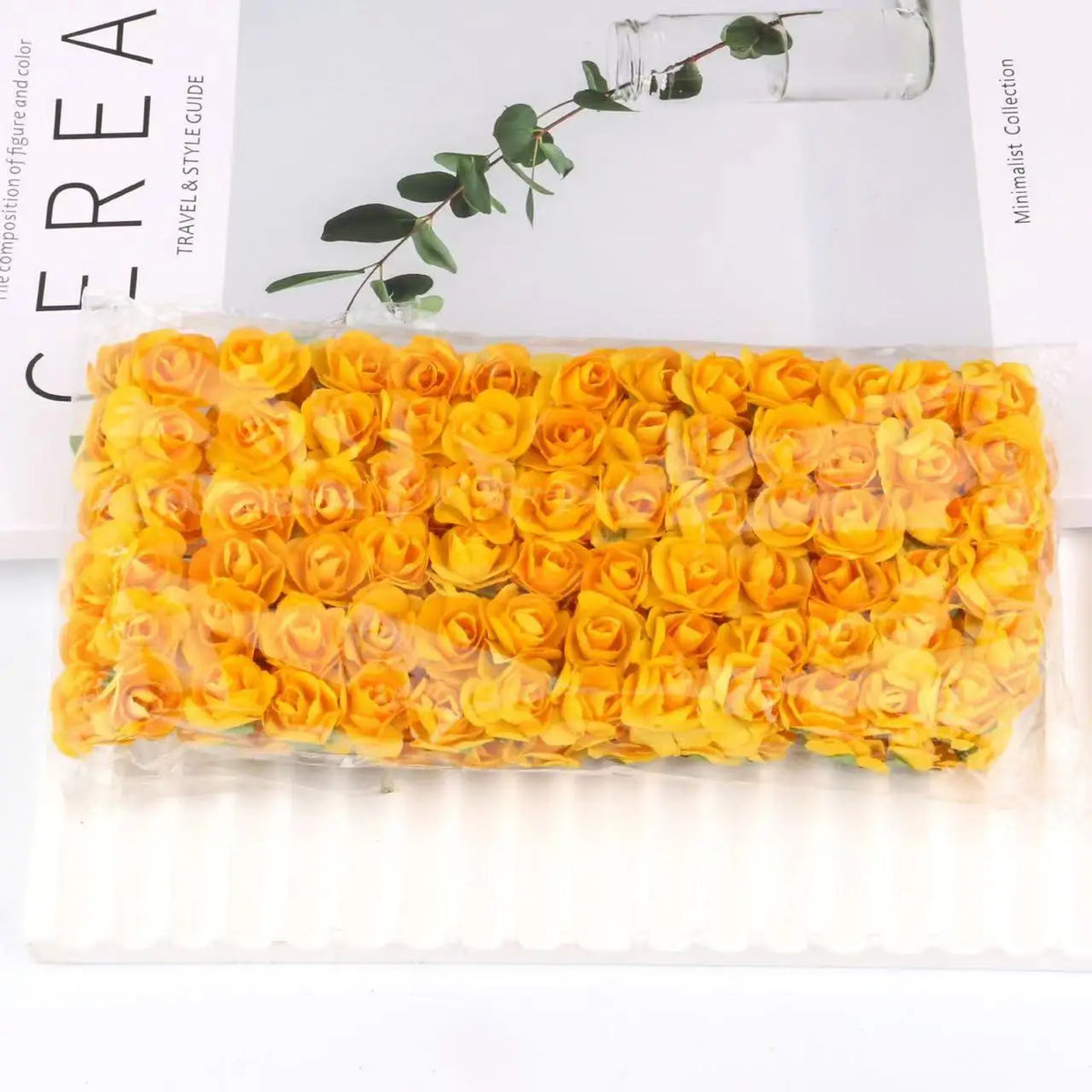 Fujin Artificial Mini Paper Rose Bouquet For Decorations