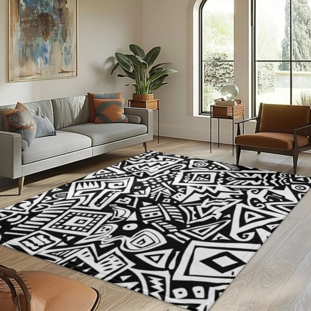 Premium Abstract Wave Design Boho Polyester Area Rug