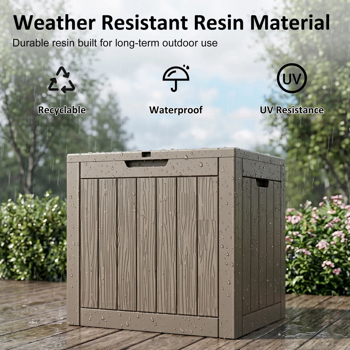 Outdoor Resin Deck Storage Box With Waterproof UV Protection Lock