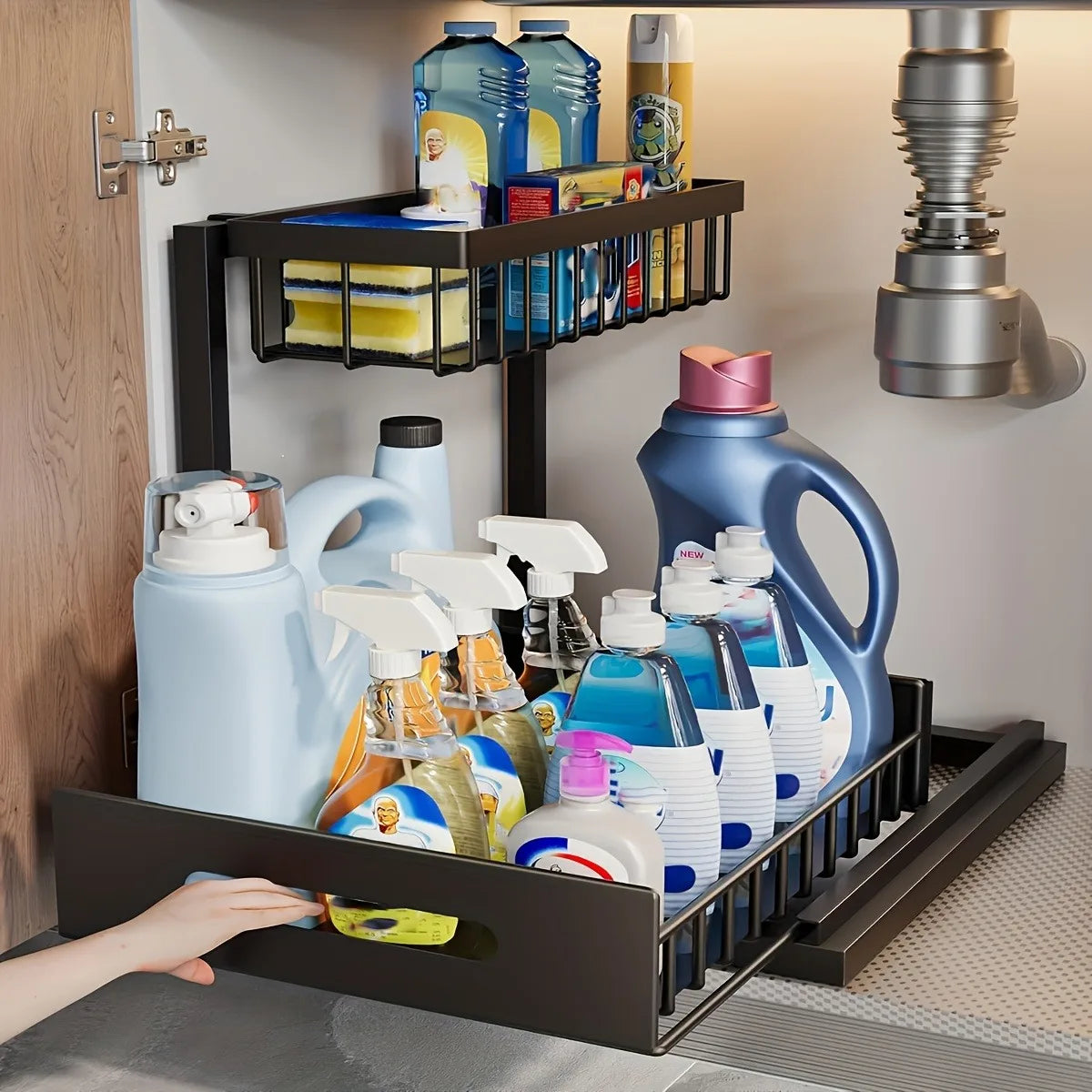 Stainless Steel Sliding Pull Out Cabinet Kitchen Storage Rack