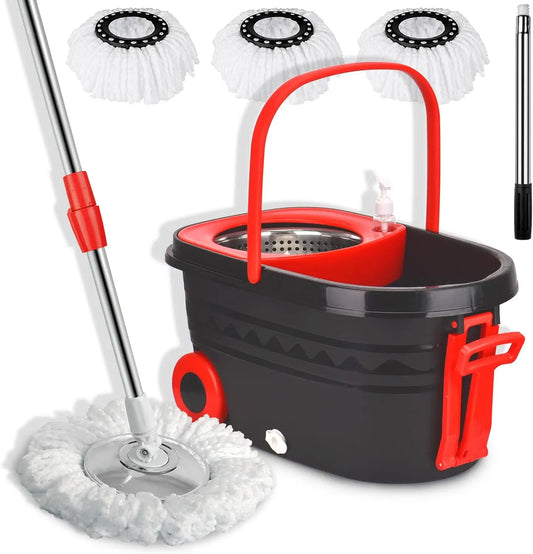 Heavy Duty Spin Mop Bucket Set With Twisting Wringer Design