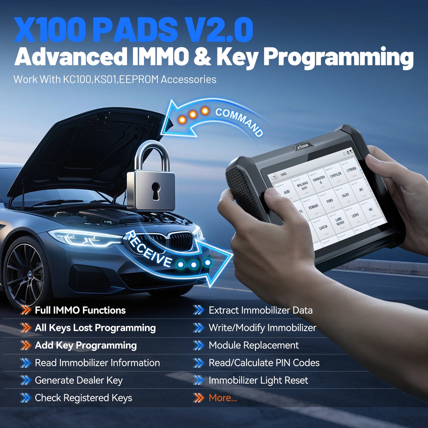 XTOOL X100 PAD V2 IMMO Key Programmer All Key Lost OBD2