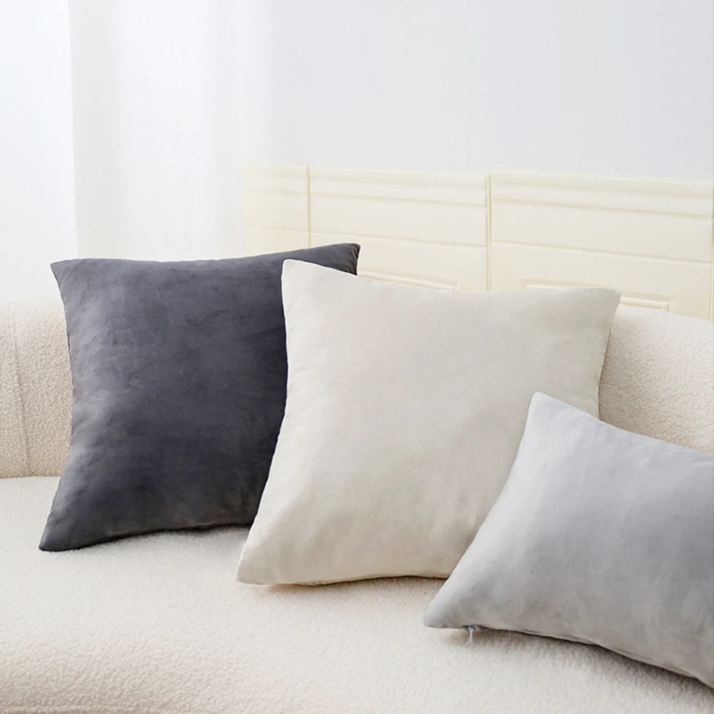 Premium Cotton Throw Pillow Set With Silk Filling Zippered Cover
