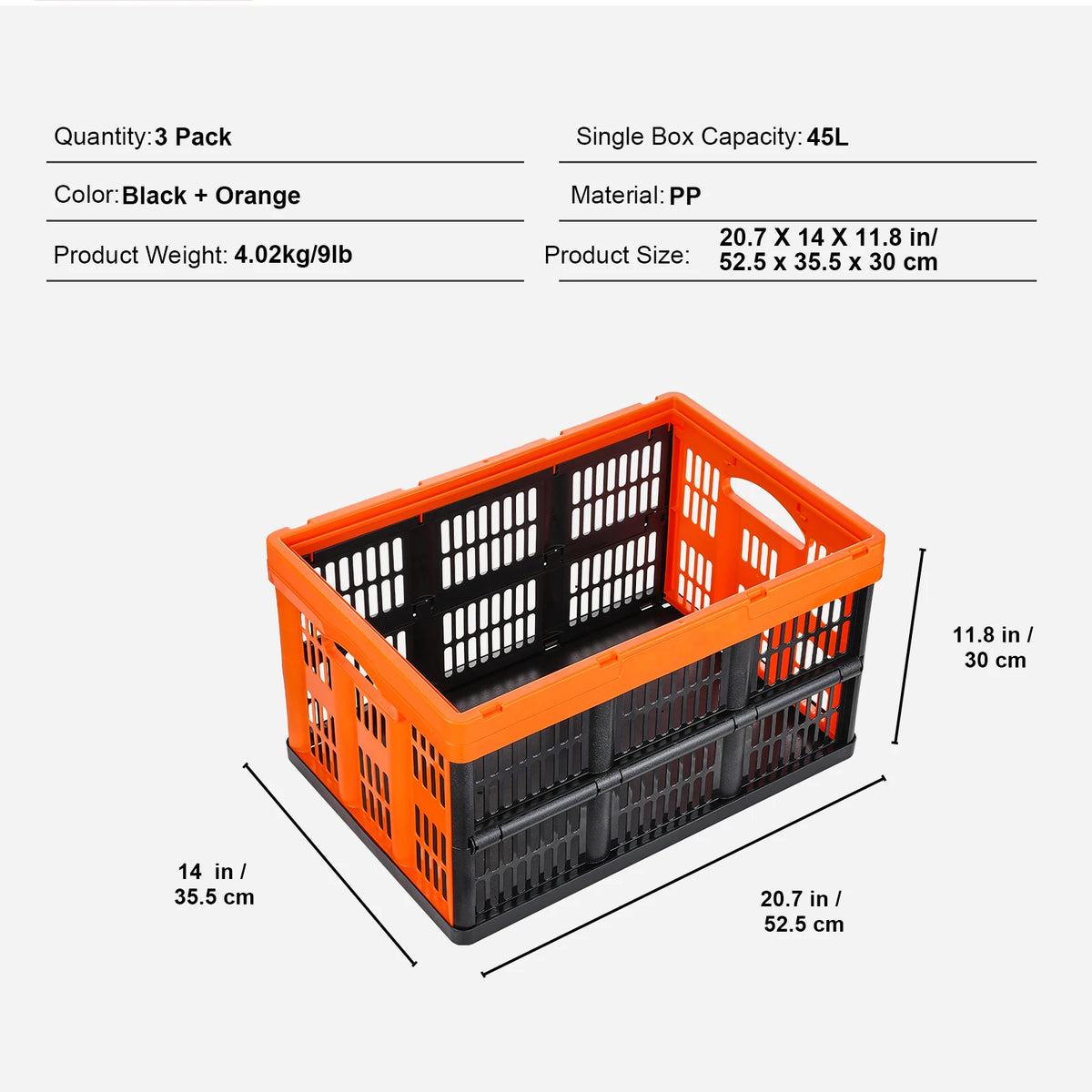 SucceBuy Plastic Collapsible Storage Bins With Handles