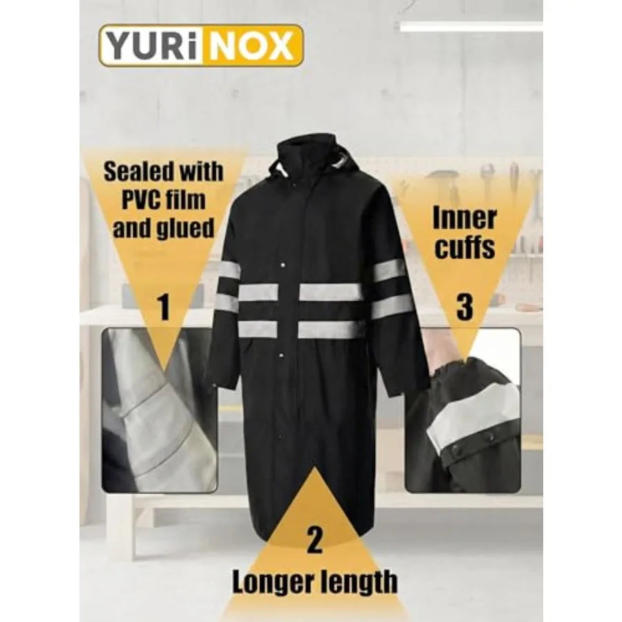 Long Hooded Waterproof Safety Raincoat Poncho For Adults