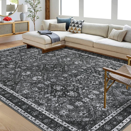 Moroccan Trellis Low Pile Living Room Area Rug Washable