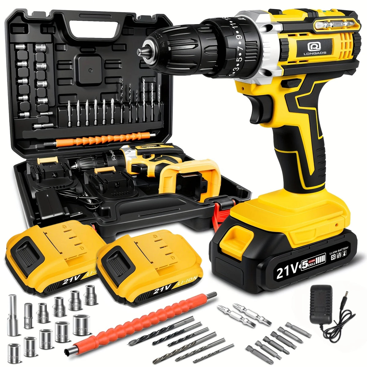 Professional 21V Cordless Drill Driver Kit With LED Light