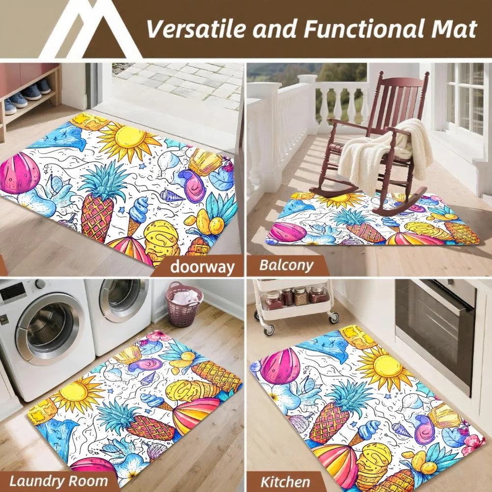 3 Piece Tropical Print Kitchen Rug Mat Set
