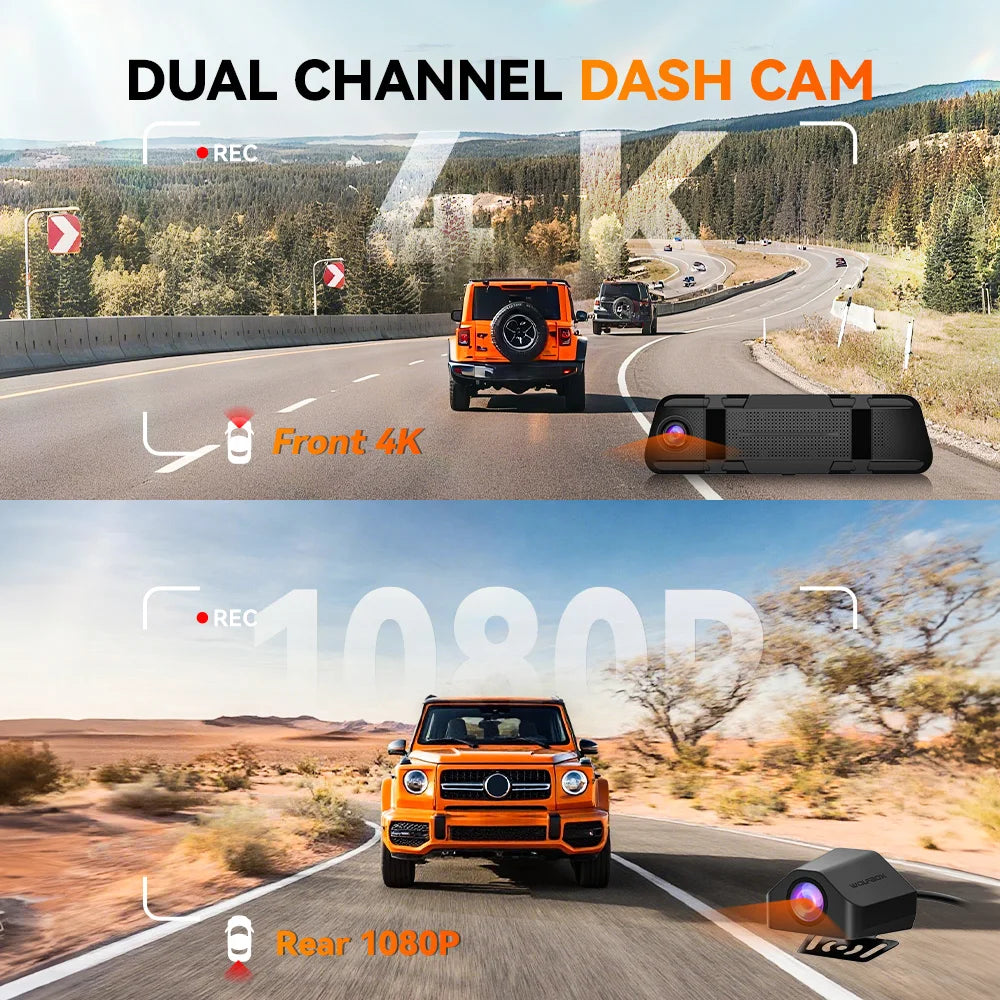 Wolfbox M40 Front Rear Dash Cam With GPS Advanced Safety